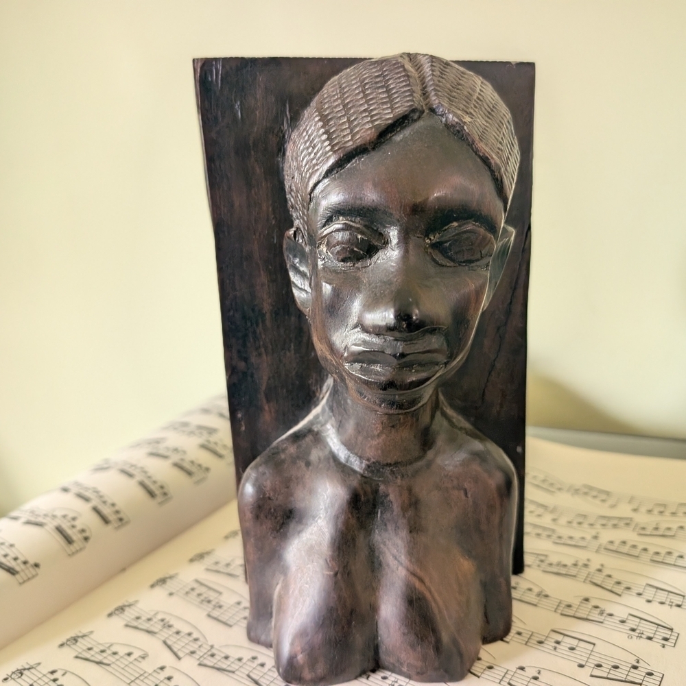 Vintage African Carved Bust Bookends